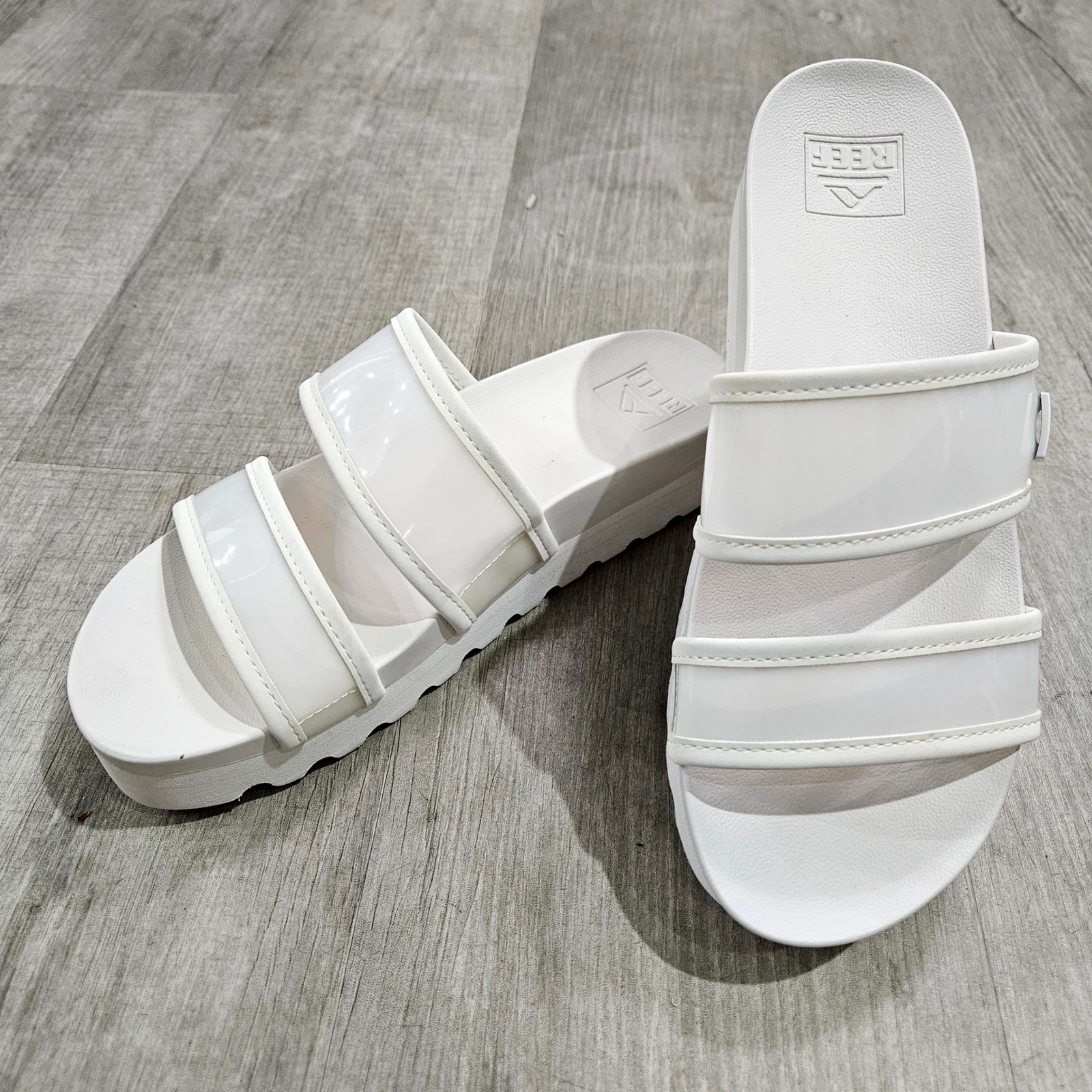 Reef Water Vista Higher Sandals Womens 8 White Platform Chunky Slide Beach Shoes